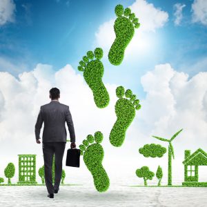 Carbon footprint concept with businessman