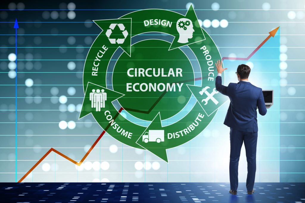 Concept of Circular Economy with Businessman